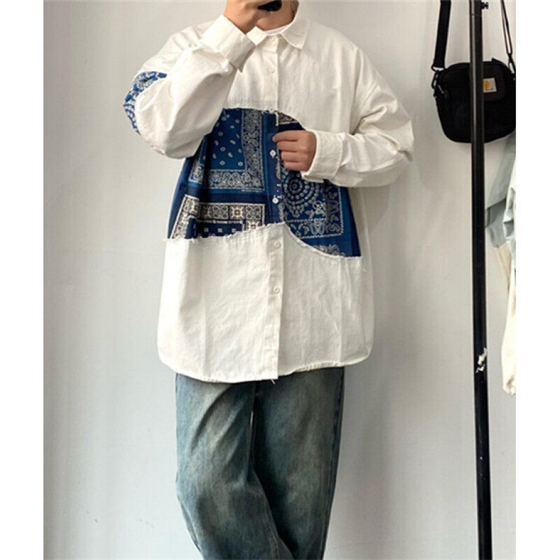 日系潮牌腰果花衬衫男秋季新款长袖上衣服休闲衬衣外套C4039,男装衬衫,星座1116A（原606A-3）