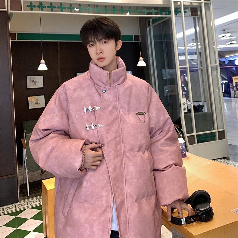 港风立领PU皮复古做旧面料金属飞机扣设计棉衣男MY77726P148控198，男装棉衣，星座227-7
