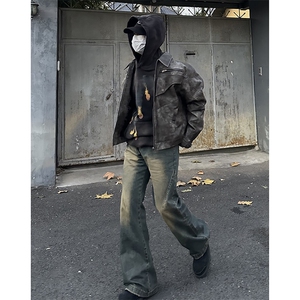 美式ins高街hiphop微喇重工艺水洗复古蓝牛仔裤货号K2322-1P60图片