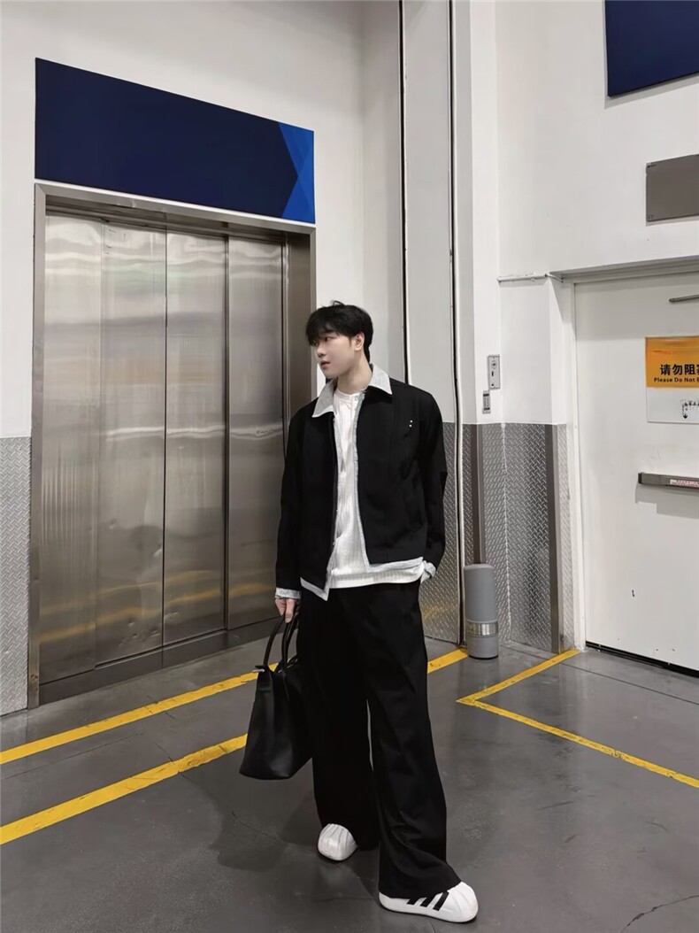 JY0905-P73高街褶皱翻领运动夹克男女春秋宽松休闲百搭肌理感外套,男装夹克,电商C233