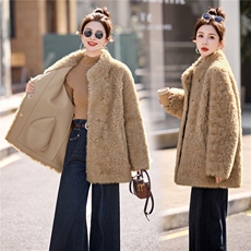 立领毛毛蛋白皮内胆外套，女装皮草，采品优优