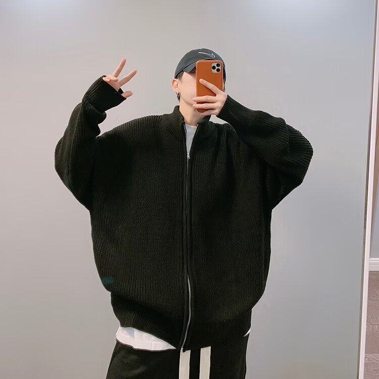 美式复古拉链针织开衫男女休闲宽松慵懒风加厚毛衣外套M32,男装针织衫/毛衣,星座1116A（原606A-3）