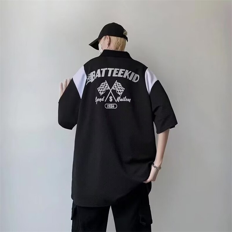 袖男士t恤潮牌夏季设计感小众潮流ins宽松I0119-P30，男装Polo衫，星座308B-1