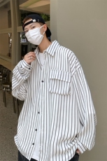 C3082/P40秋装新款条纹长袖衬衣男立体口袋工装大码衬衫男上衣，男装衬衫，电商A141