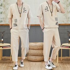 夏季套装男短袖t恤休闲风新款夏装潮牌衣服男装T734-P55，男装套装，星座1206（原A206）