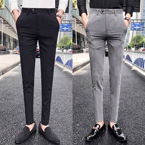  春夏英伦纯色休闲西裤韩版修身小脚裤西裤长裤图片