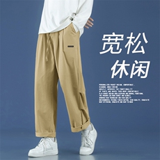春秋简约百搭舒适长裤潮流工装裤垂顺坠感拖地K725特批32，男装休闲裤，星座718-1