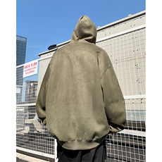 WY141-特P50控78400克抖音品秋季高街重磅麂皮钢印连帽卫衣外套，女装短外套，电商A058-1（原电商C417）