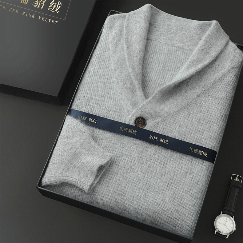 高品质男士V领貂绒衫秋冬新款舒适保暖时尚百搭,男装针织衫/毛衣,冬贝尔貂绒