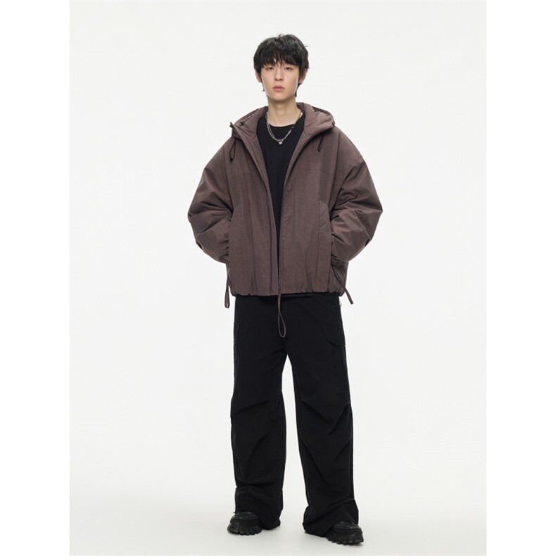 2025冬季简约格子连帽羽绒服男女宽松休闲保暖羽绒服外套图片