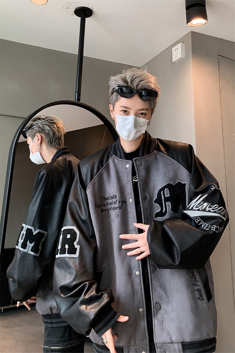 拼接撞色夹克男秋季美式宽松休闲棒球服外套XZ514-2-24233-P128,男装夹克,星座514-2(原B239)