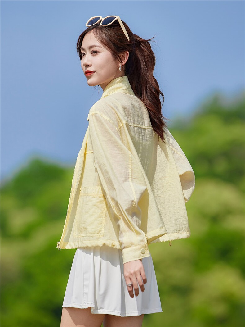 现货2026夏季新款轻薄透气时尚宽松休闲莱赛尔常规夏季女士短外套,女装防晒衣,靓衣阁
