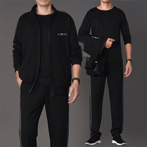 主推爆款秋季新款中老年套装男装休闲运动爸爸装三件套TZ283-P70图片
