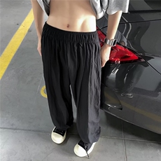 日系复古冰丝垂感阔腿裤男潮牌百搭阔腿裤春夏ins港风宽松直筒裤，男装休闲裤，星座1013