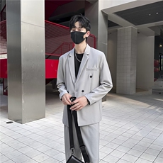 2025春季新款时尚西服双排扣商务休闲潮流修身韩版西装男正装，男装西服套装，星座506A