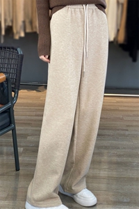 时尚百搭女士阔腿裤 秋冬加厚保暖 简约休闲显瘦高腰长裤图片