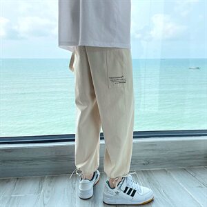 20港风夏季字母印花九分裤学生哈伦束脚裤长裤子潮504-K2023-P50图片