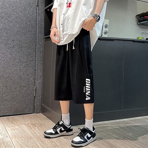QK72001-P25冰丝七分裤男大码速干短裤男五分裤 港风图片