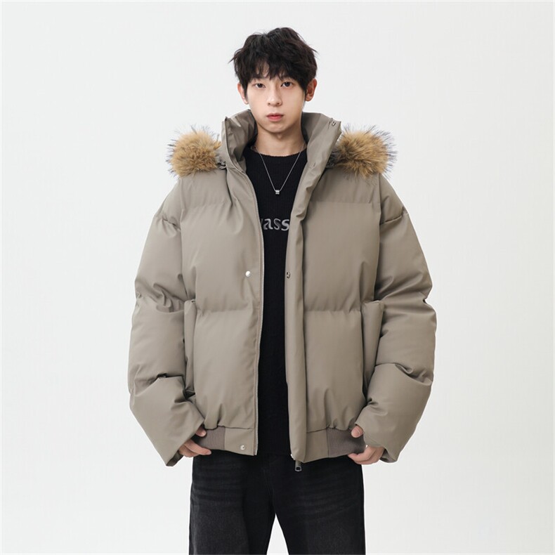 已加白色M-3XL高品质短款皮棉衣立领连帽毛领棉服外套M6710-P88,男装棉衣,星座307A