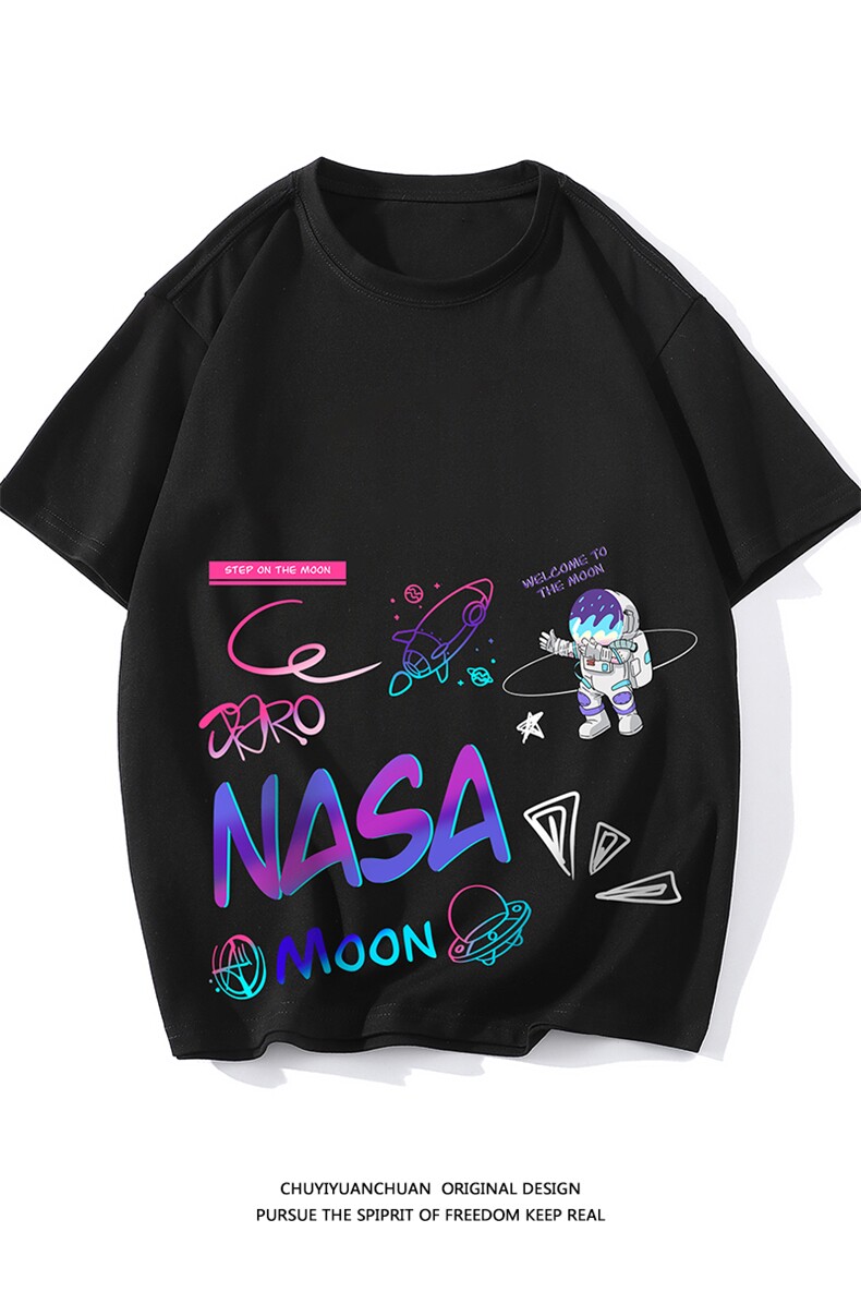 NASA联名同款纯棉短袖t恤男大码半袖打底衫宽松体恤DX17186-P20,男装T恤,电商A040A