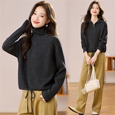 抽绳上衣女秋冬内搭可外穿毛衣洋气减龄2025高级气质打底衫高领，女装羊毛衫，艾米