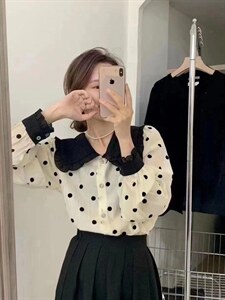 大领子点点衬衫,女装衬衫,尚+