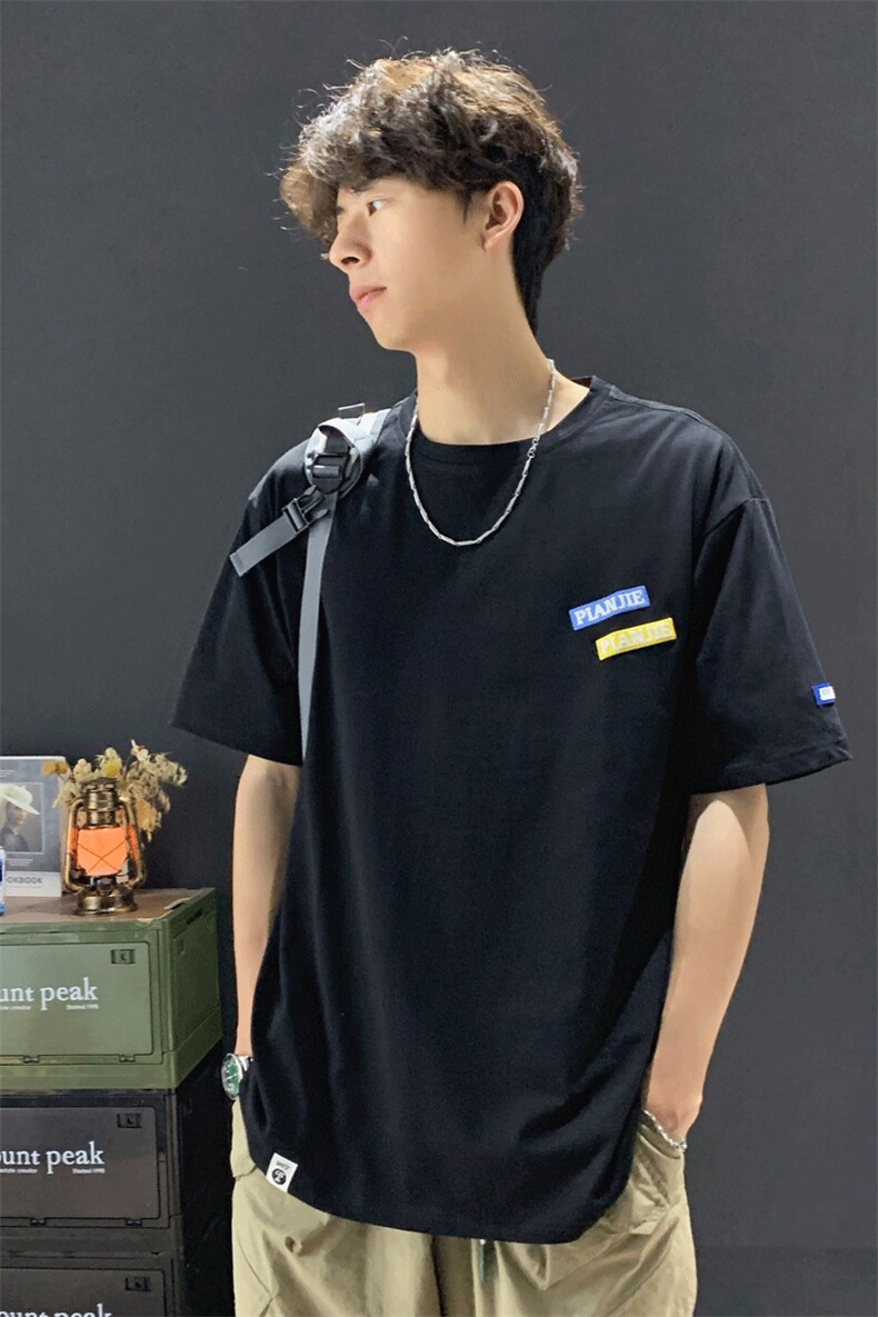 现货502-2-FT089-P382025夏季新款ins潮牌宽松百搭半袖男 控58图片