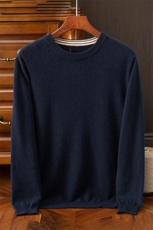 2024秋季新款羊绒圆领长袖套头衫休闲舒适，男装羊绒套衫，米亚康羊绒