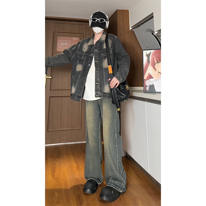 牛仔夹克外套男生美式复古色牛仔衣A13-P85,男装工装外套,电商D312-1