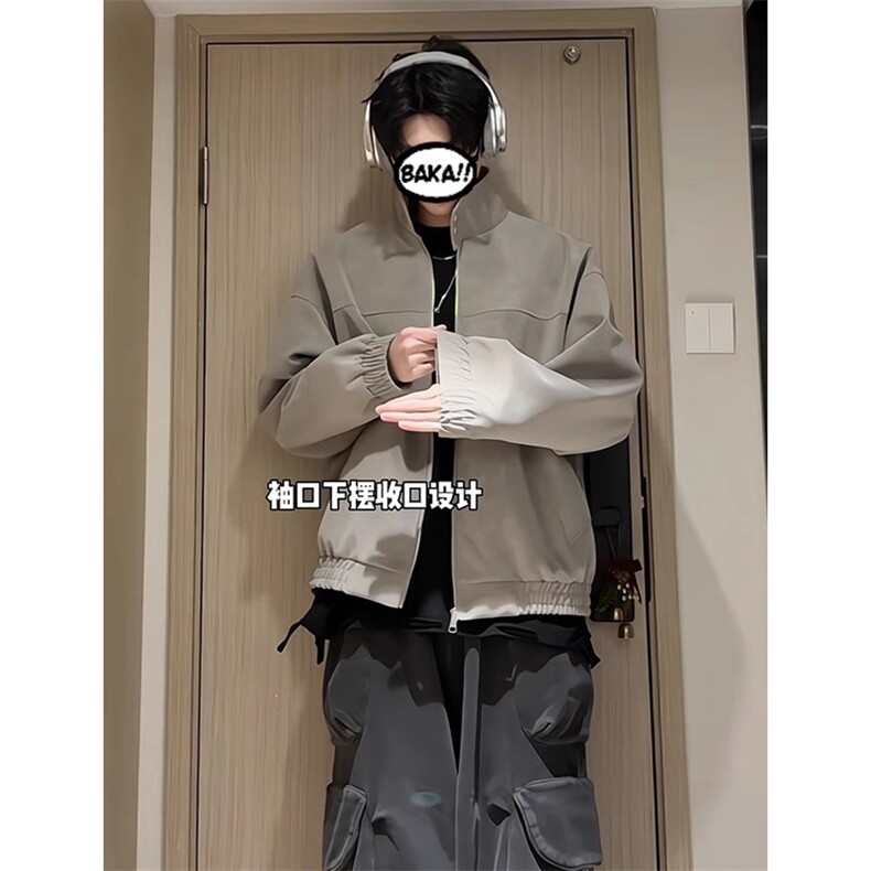 网图切片（扎染pu）复古立领皮夹克宽松百搭外套J2599-特P58,男装夹克,星座1213