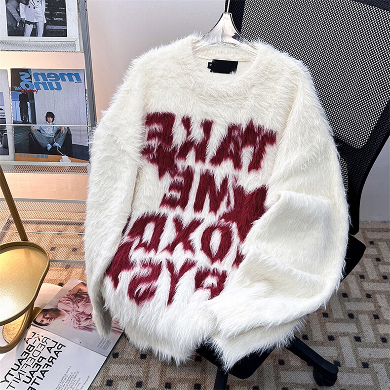 美式复古潮牌情侣字母毛衣男女秋冬马海毛针织衫上衣潮MY9825-p50,男装针织衫/毛衣,星座1008
