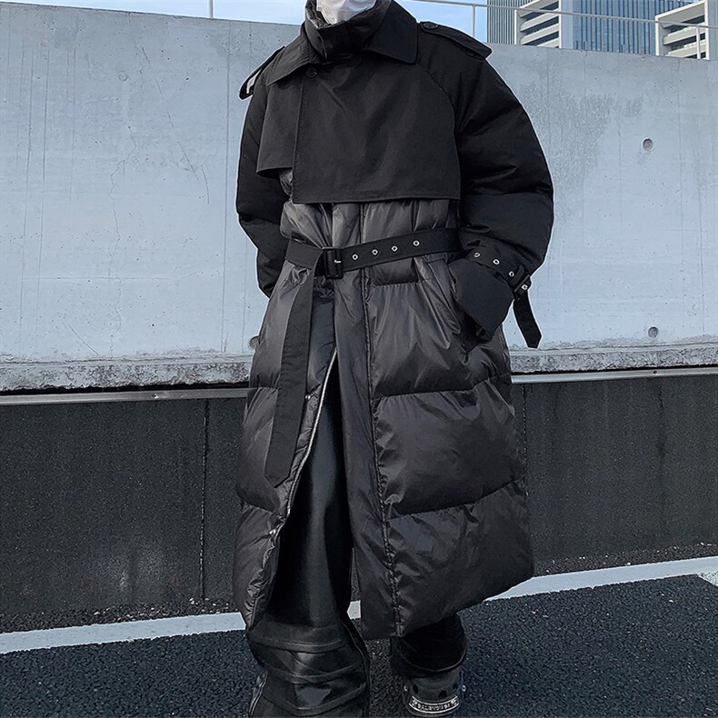 设计感小众长款过膝棉服男士高级感拼接棉大衣外套冬季MM02P235,男装棉衣,星座512-1（原513-3）