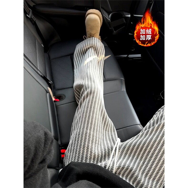 冬季加绒加厚卫裤条纹肌理感宽松百搭休闲裤男5D2130-TP4588,男装休闲裤,电商A102