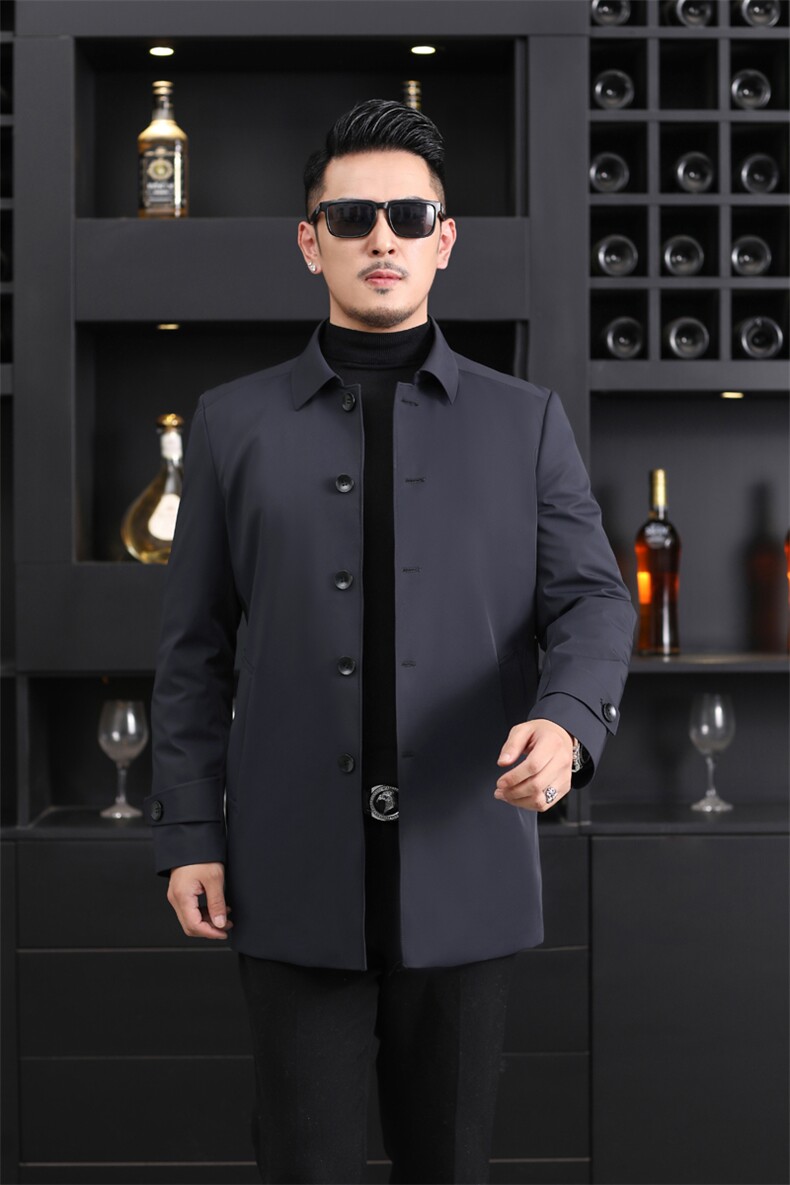 鹅绒内胆羽绒服风衣男士2023年新款冬季男装加厚保暖防寒外套,男装羽绒服,电商B212（原钱塘6029）