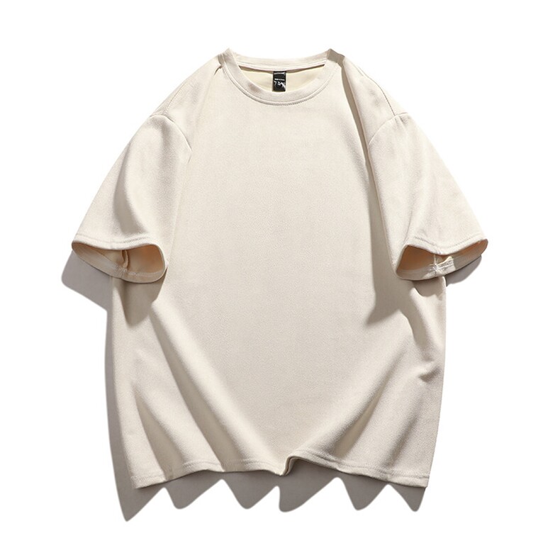 抖音得物直播高品质二开240克美式高街麂皮绒光版纯色短袖t恤12.5，男装T恤，电商A486