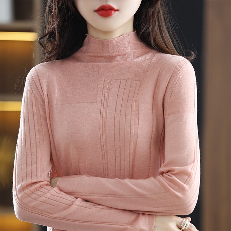 时尚百搭高领长袖毛衣女秋冬新款修身显瘦针织衫打底衫,针织衫/毛衣,琳华羊绒
