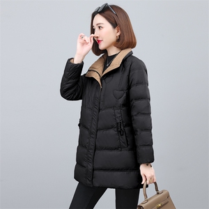 红色立领羽绒棉服女短款2024冬季新款小个子时尚简约保暖棉袄外套图片