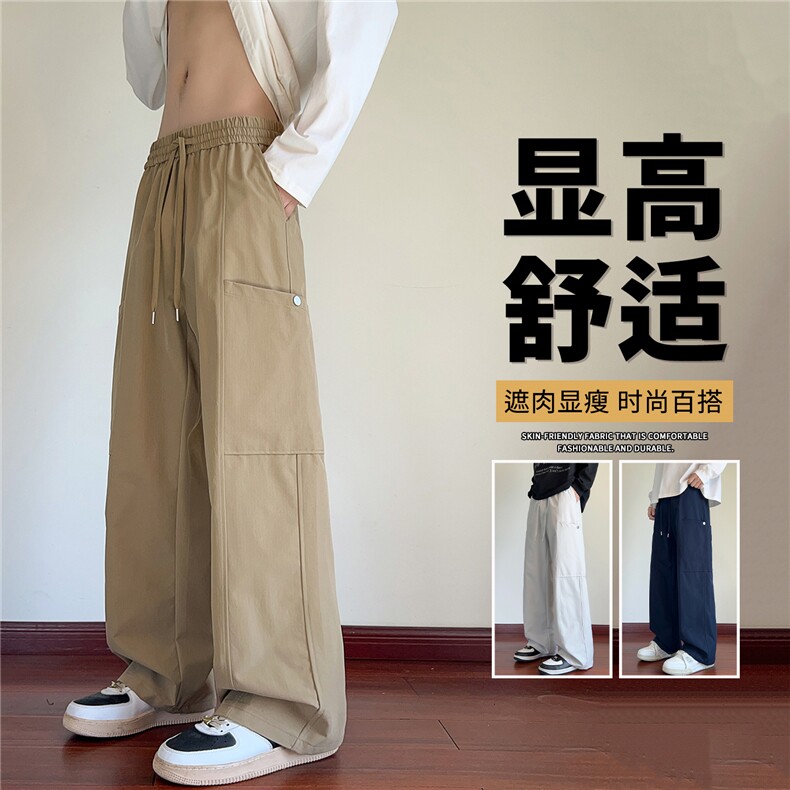 抖音品质工装伞兵裤男夏季潮牌运动裤美式A146-GY598特p26量大优,男装休闲裤,HDA146