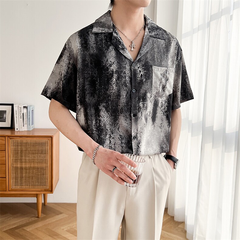 B353CS368P55M-3XL聚酯纤维100夏新款2025冰丝衬衫直播款黑,男装衬衫,电商B353