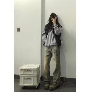 美士泼墨点缀做脏牛仔裤ZK0347-P48图片