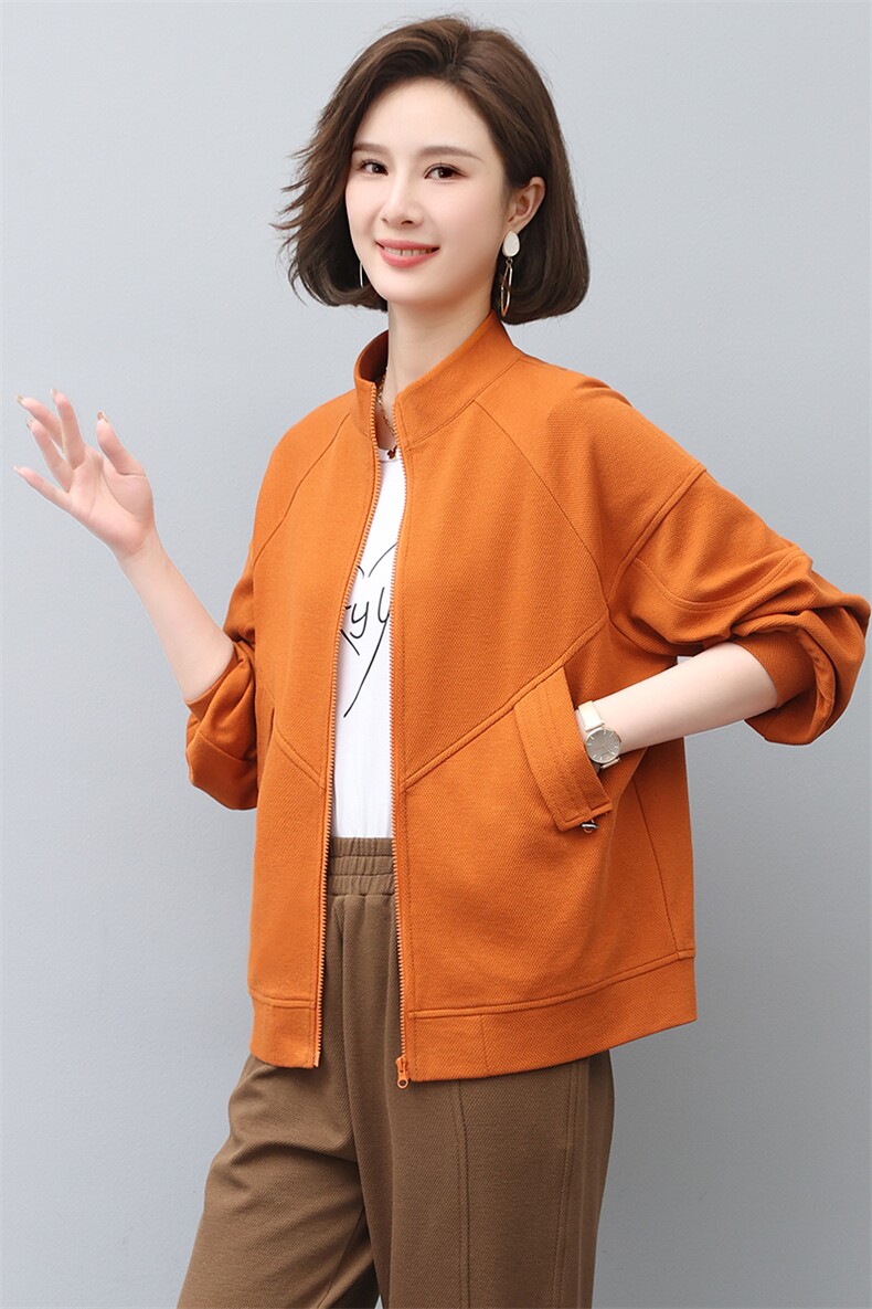2022年秋季新款韩版立领短外套女士短款拉链开衫修身显瘦女,女装短外套,忆绮罗