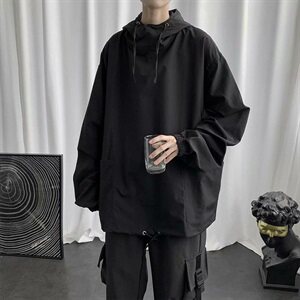 套头连帽夹克男士港风宽松抽绳中性外套潮cec工装春秋WT853图片