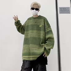 美式复古撞色条纹毛衣秋冬新款街头潮牌男M5571P55，男装针织衫/毛衣，星座1116-2