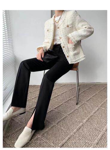 春季新款，垂料前开叉西裤，搭配圣品，女装，CHERRY·印