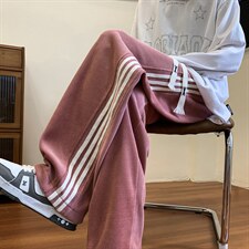 秋季新款条纹休闲裤男宽松拖地裤D329-QM527-P60-控78，男装休闲裤，电商D329