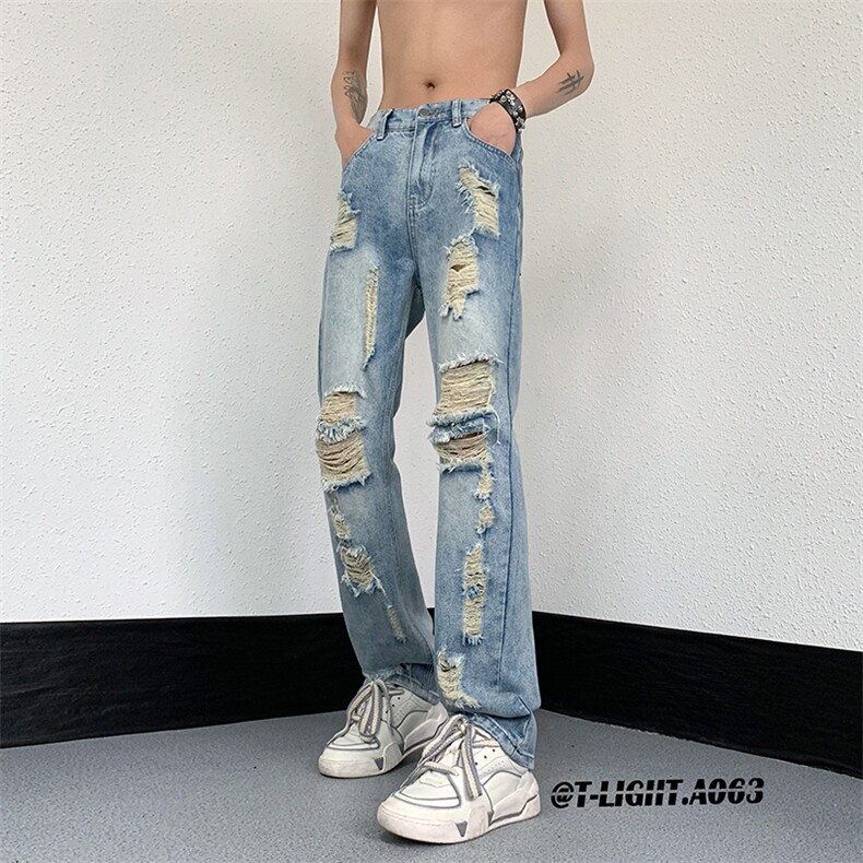 2026夏季美式高街破洞小众牛仔裤货号K725P55,男装牛仔裤,电商A063