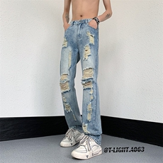 2026夏季美式高街破洞小众牛仔裤货号K725P55，男装牛仔裤，电商A063