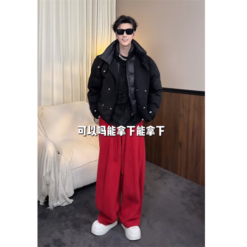 抖音冬季时尚美式假两件宽松棉服保暖棉衣男M221-P145 (网图图片