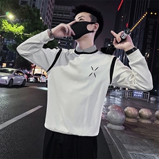 小清新假两件卫衣男潮流2024秋季新款衬衫领卫衣A368-WY1807，男装衬衫，电商A368