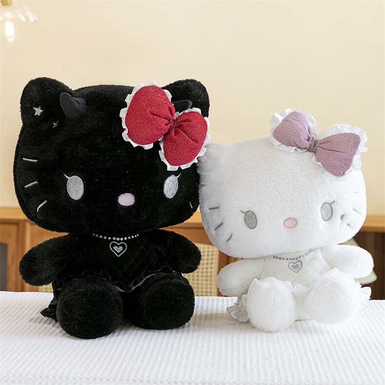 跨境恶魔凯蒂猫毛绒玩具哈喽kt猫公仔抱枕玩偶抓机娃娃礼物外贸，宁静玩具